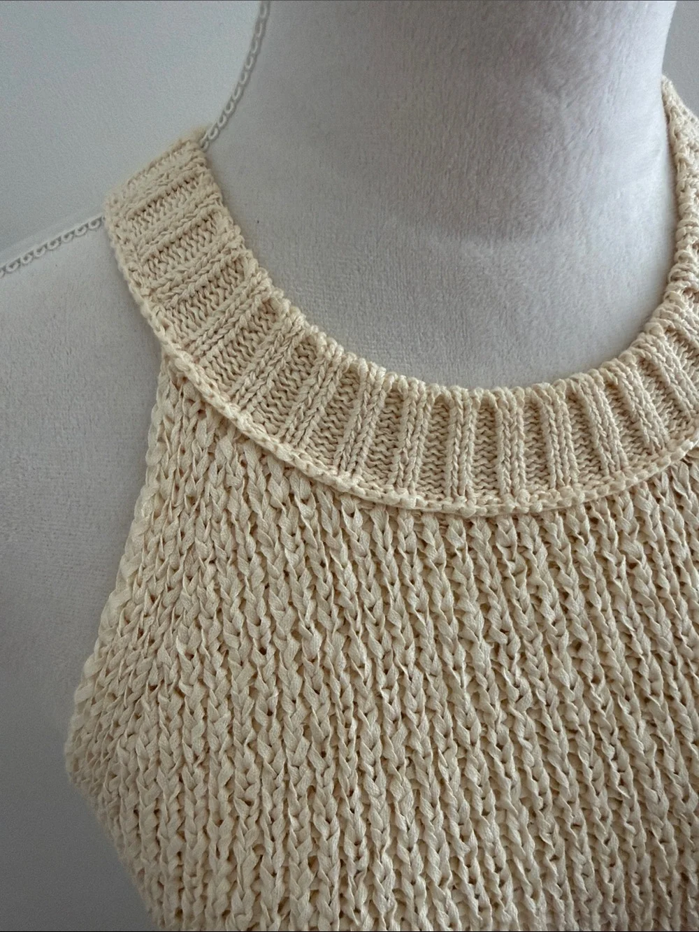J. Crew Cream Ribbed Halter Knit Tank